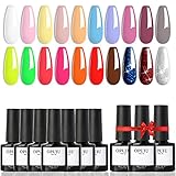 OPUIU Gel Nail Polish Set 23 PCS, Gel Polish UV LED Soak Off , Neon White Pink Blue Red Glitter Gel...