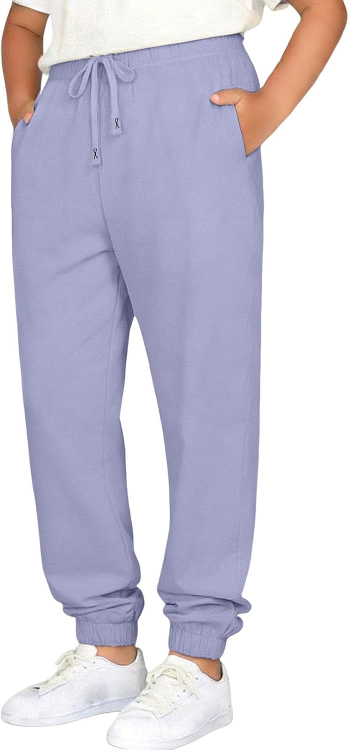 Girls Athletic Pants Lightweight Quick Dry Active Joggers Elastic Waist Hiking Pants Kids School Running Sweatpants