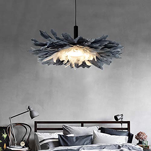 Plume de luxe pendant gris pour chambre à coucher et salon