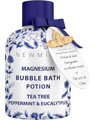 Baño de burbujas de magnesio, burbujas espumosas de larga duración, recuperación de dolores musculares, árbol de té, menta, eucalipto, alivio relajante del estrés, regalo calmante para el cuidado
