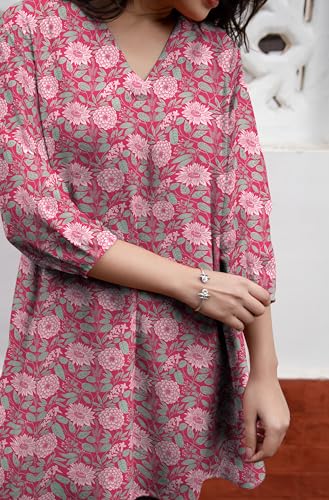 Image of Janasya Women's Georgette Floral Regular Tunic