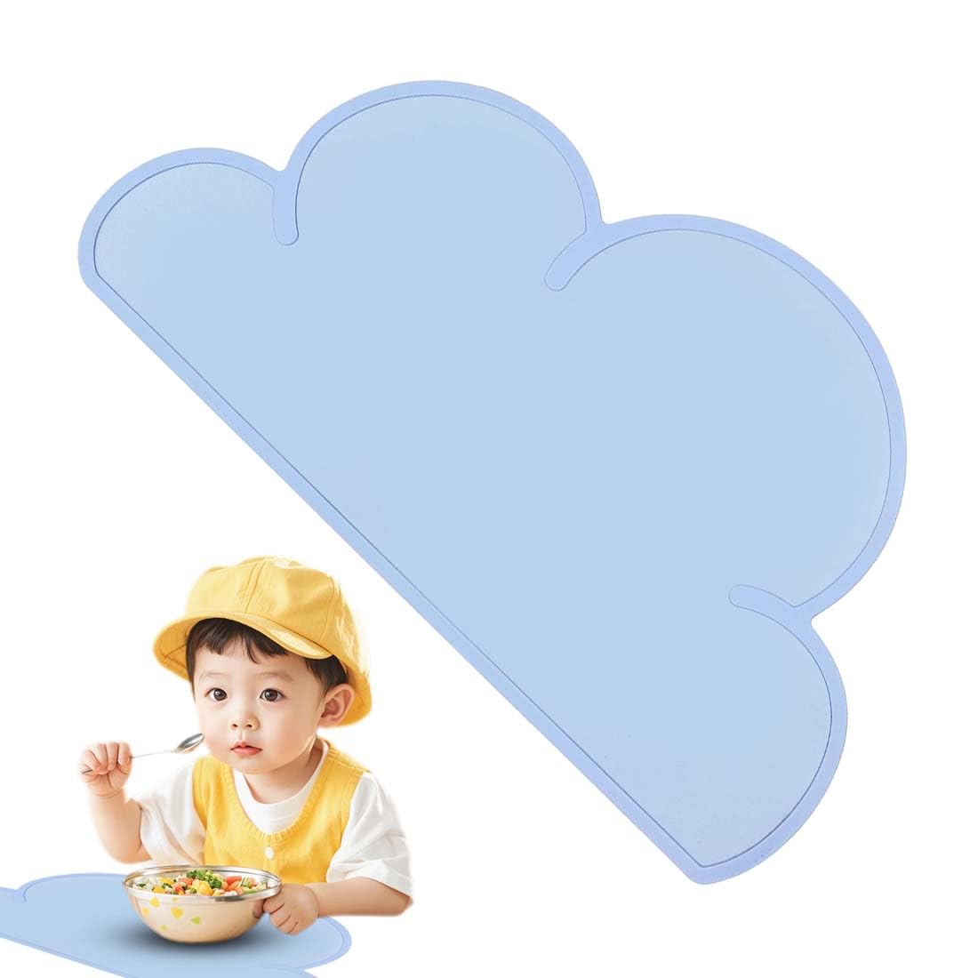 Mantel de Silicona para Bebé, Esteras de Alimentos Portátiles Antideslizantes, Resistentes a Las Manchas, Forma de Nube, Para Niños Pequeños
