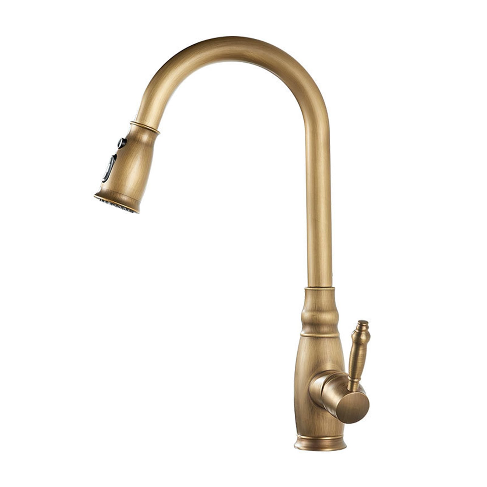 Kitchen Mixer Tap with Pull Out Spray Antique Brass 360° Swivel Hot and Cold Water Single Handle Taps Out-Antique