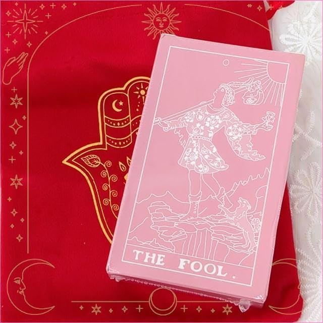 【タロットカード】可愛いピンク×ホワイトのデッキ✨プラスチック加工 ポーチ付 タロットカード 可愛いピンク×ホワイトのデッキ?プラスチック加工