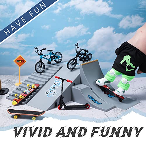 44 Pcs Mini Finger Toys Set, Include Finger Skateboards, Finger Scooters, Mini Bikes, Swing Board, Finger Clothes Replacement Wheels Accessories For Movement Party Favors, Christmas Birthday Gift #TOP3