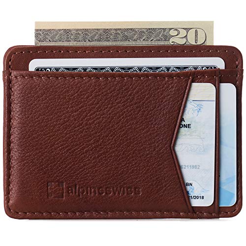Image of Alpine Swiss RFID Minimalist Oliver Front Pocket Wallet For Men Leather Comes in a Gift Box, Tan, One Size, Front Pocket Wallet
