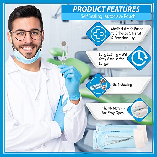 200 3.5" X 5.25" Sterilization Pouch Self Sealing Autoclave Bags For Dental, Tattoo Nail Art Instruments #TOP2