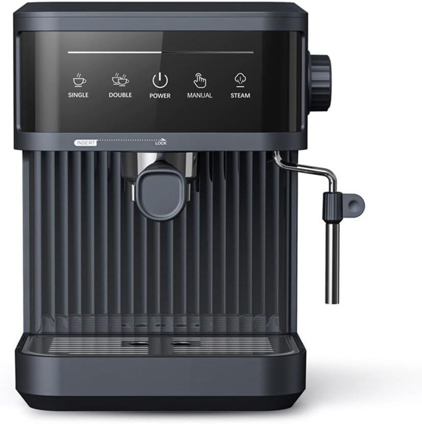Coffee Maker Semi-Automatic Coffee Machine Espresso Machine Home Use Compact Milk Foam/Latte Art/Steam Large Capacity [Glass Cup/Compact/Powder Compatible/Mesh Filter/Stylish] White Black
