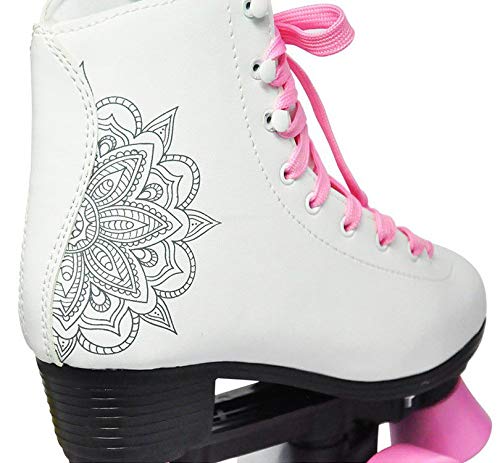 Patins 4 Rodas Roller Feminino Retrô Tamanho 38 Branco Classico (DMR5167-R38)
