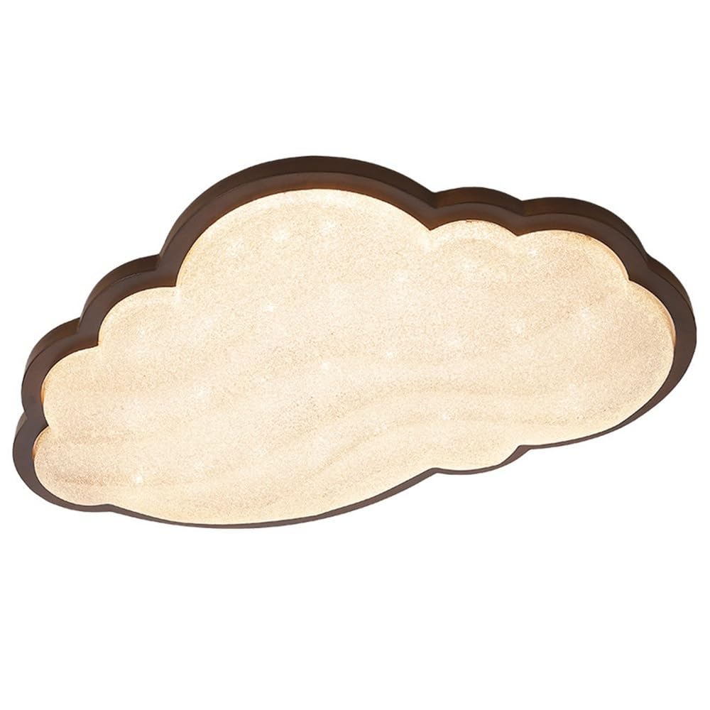 Plafonnier nuage LED dimmable en bois de noyer luminaire enfant design étoilé