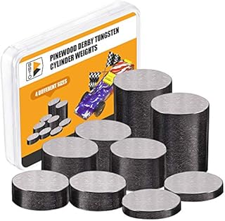 BBTO 2.125 oz. Tungsten Weights 3/8 Inch Incremental Cylinders Car Incremental Weights Compatible with Pinewood Car Derby Weights, 9 Pieces