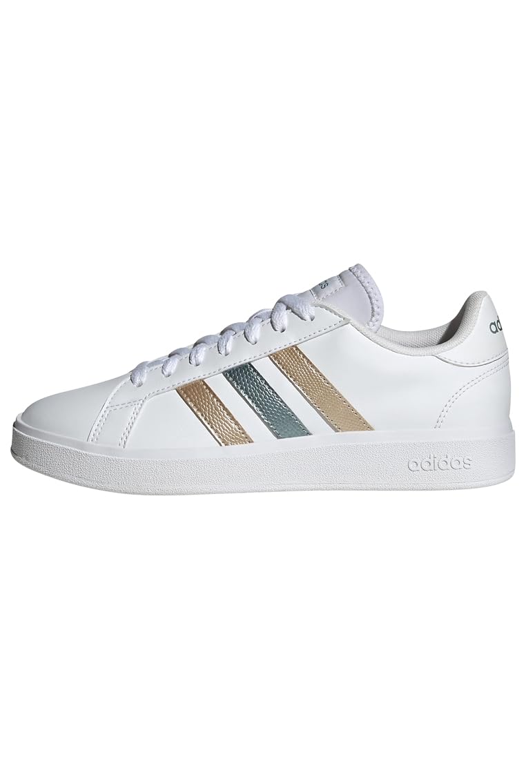 Adidas Damen Grand Court Base 2.0 Shoes, Cloud White/Grey Met/Wonder Gold, 39 1/3 EU