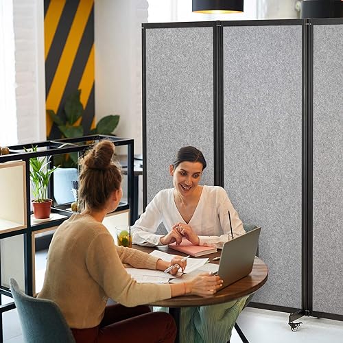 Room-PartitionOffice-DividerPortable-Commercial-Screen-DividersPrivacy-Partition-SeparatorClassroom-School-Dividers106L-67H5-PanelLight-Grey Room PartitionOffice DividerPortable Commercial Screen DividersPrivacy Partition SeparatorClassroom School Dividers106L 67H5 PanelLight Grey
