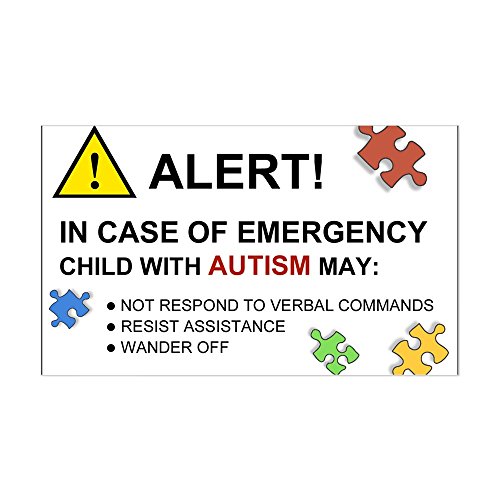 CafePress Autism Emergency Warning Sticker for Car Rectangle Bumper Sticker Car Decal