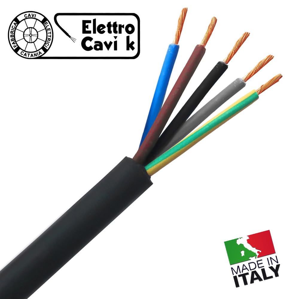 Elettrocavi K - 32A H07RN-F 5G4 mm² Prolunga Elettrica Industriale 15 Metri 32A Trifase CEE 380V 3P+N+T IP67 5 POLI 14,5 kW Super Flessibile Impermeabile Professionale Made in Italy
