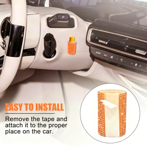 Image of Upright Car Chapstick Holder, Bling Insulating Lip Balm Holder,Rhinestone Car Accessories for Women Interior ,Suitable for Most Vehicles. (Orange)