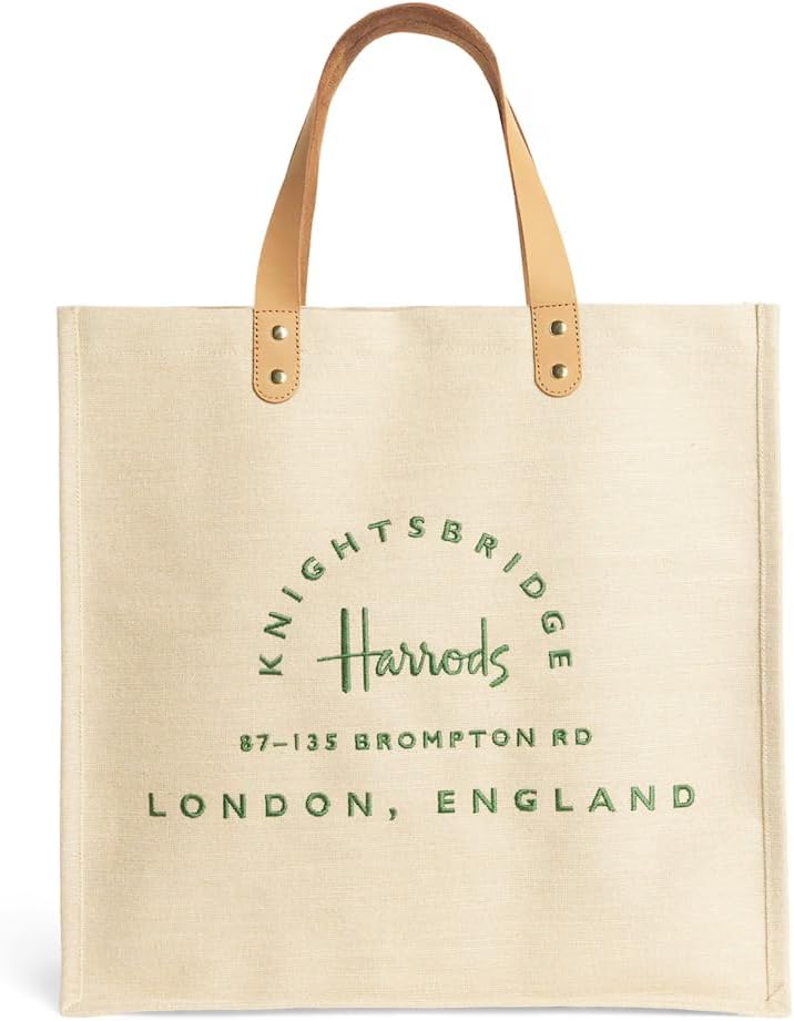 Embroidered Jute Shopper Bag, One Size
