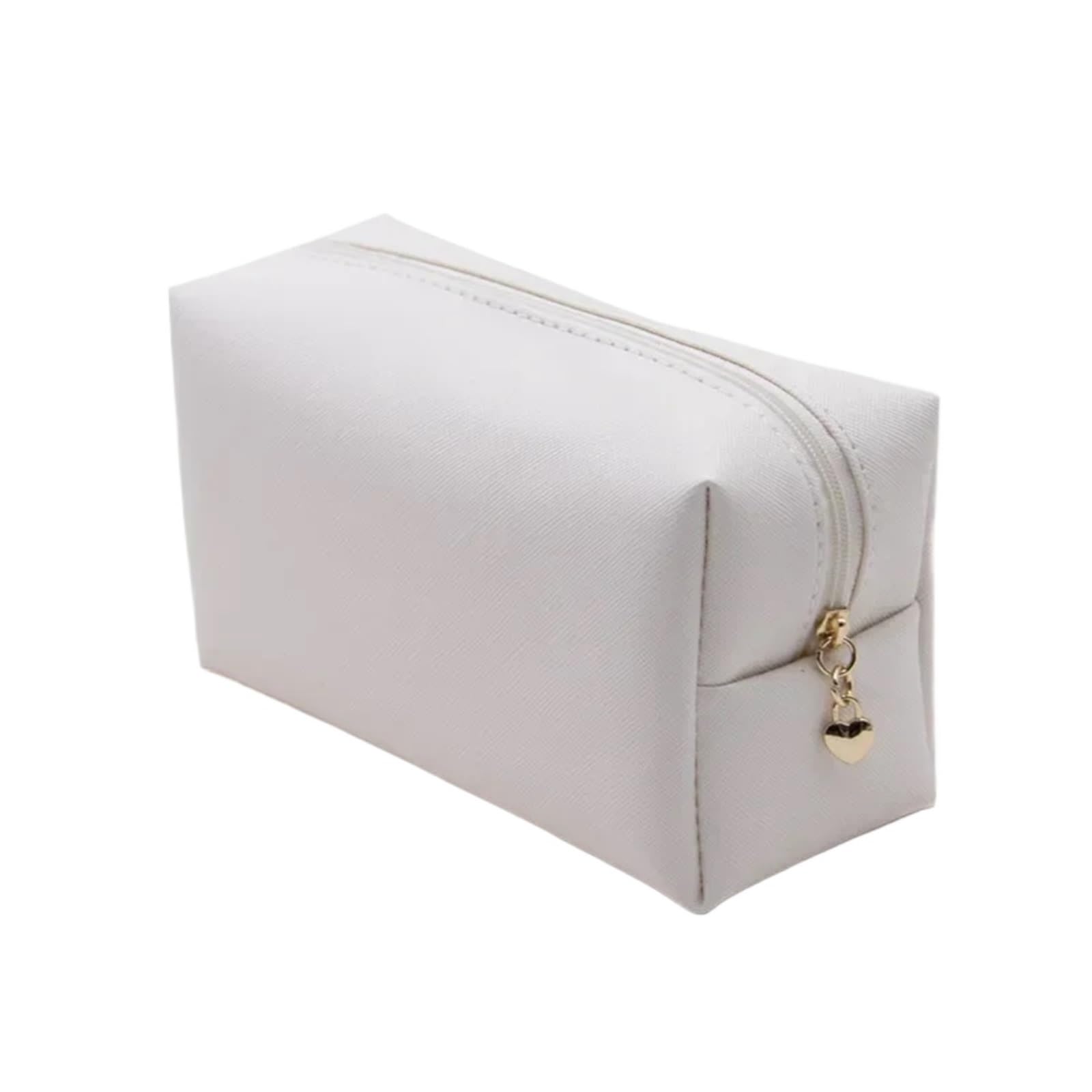Kosmetyczki Kosmetyczka dla dziewcząt na makijaż Skórzana torba do makijażu Organizer kosmetyki Torebka damska Podróżna kosmetyczka przechowywania kosmetyków(White)