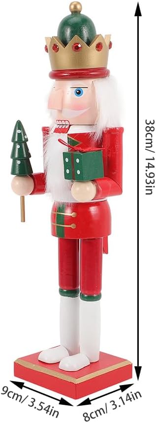 Cabilock 15Inch Christmas Nutcracker Soldier Figure Ornaments, Traditional Wooden Nutcracker Figurine, Christmas Puppet Figures Decoration for Xmas Festive Desktop Home Decor