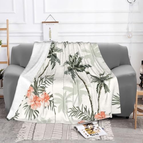 Couverture flanelle palmiers douce au toucher velours premium