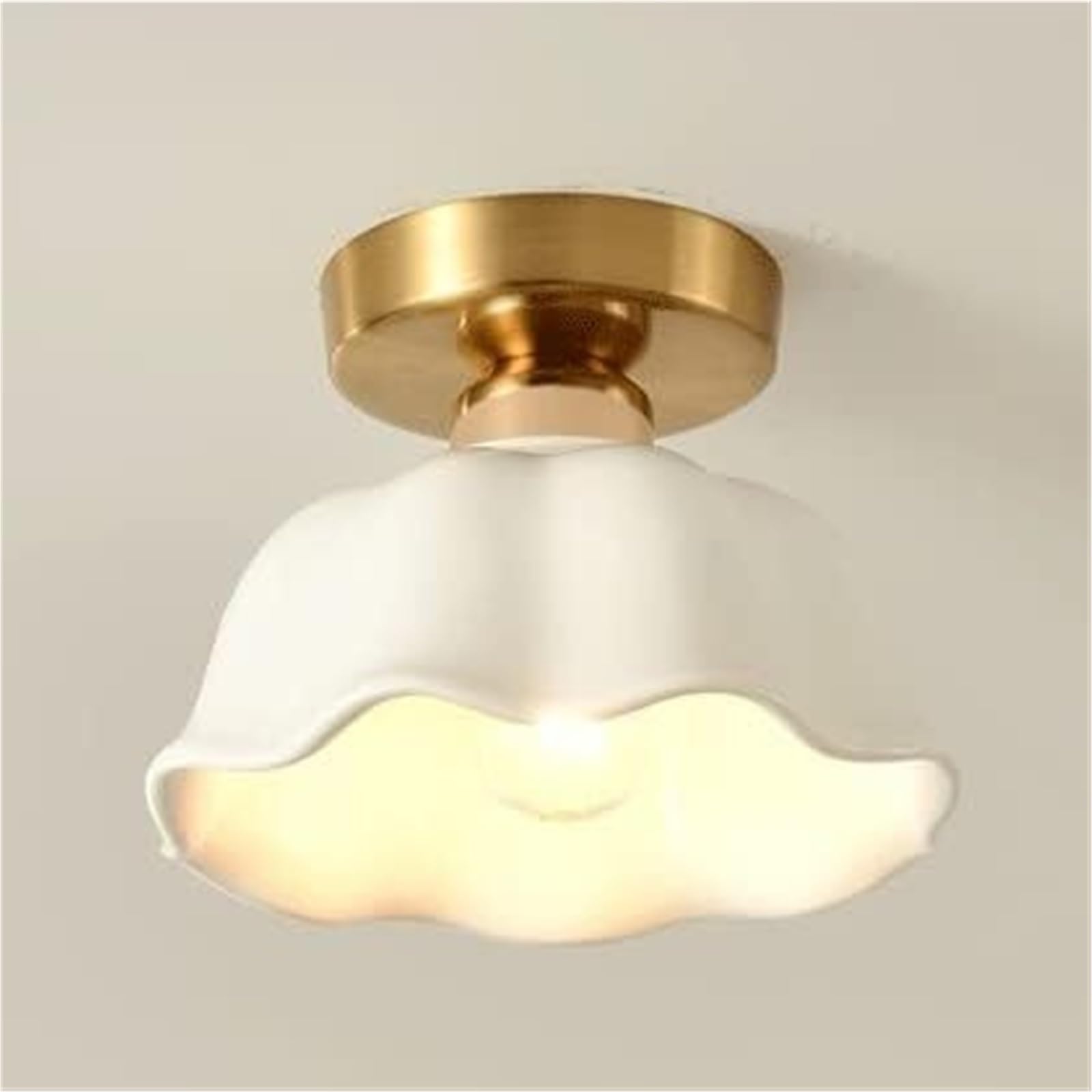 Khukhu Dark Flower Shape Glass Ceiling Light Flush Mount Hallway Ceiling Light Fixture Mid Century Modern Ceiling Lamp Vintage Gold Close To Ceiling Light For Bathroom Balcony Kitchen Porch Entryway(Dark)