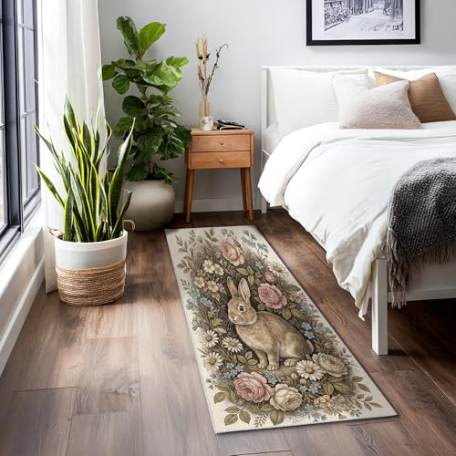 Tapis de couloir esthétique au design rustique et rose - 4