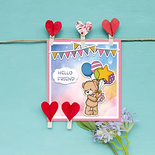 GLOBLELAND Bear and Theme Clear Stamps and Die Cuts Animals Friendship Silicone Stamps Cards and Metal Cutting Dies for Card Making and DIY Embossing Scrapbooking - Image 2
