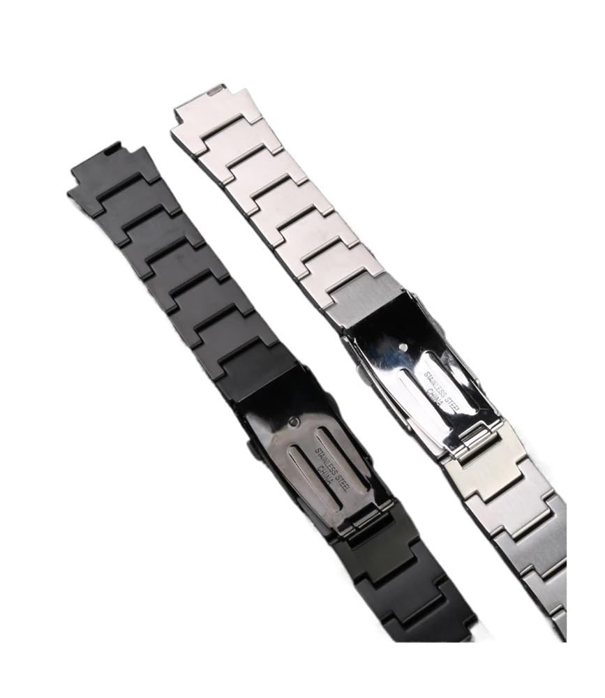 Ajuste de liberación rápida for Casio Fit for G-SHOCK GST-B200 Correa reloj acero inoxidable Hebilla plegable Pulsera metal for hombres Boca convexa 24x16 mm