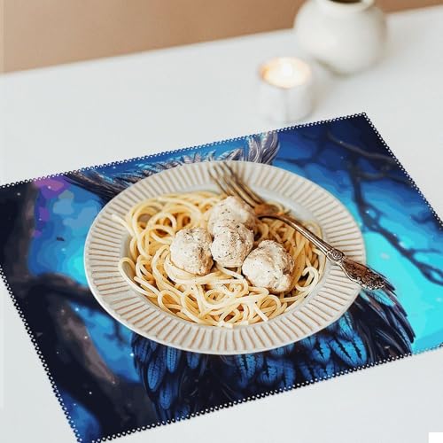 Set de table antidérapant et résistant à la chaleur bleu lavable lot de 6