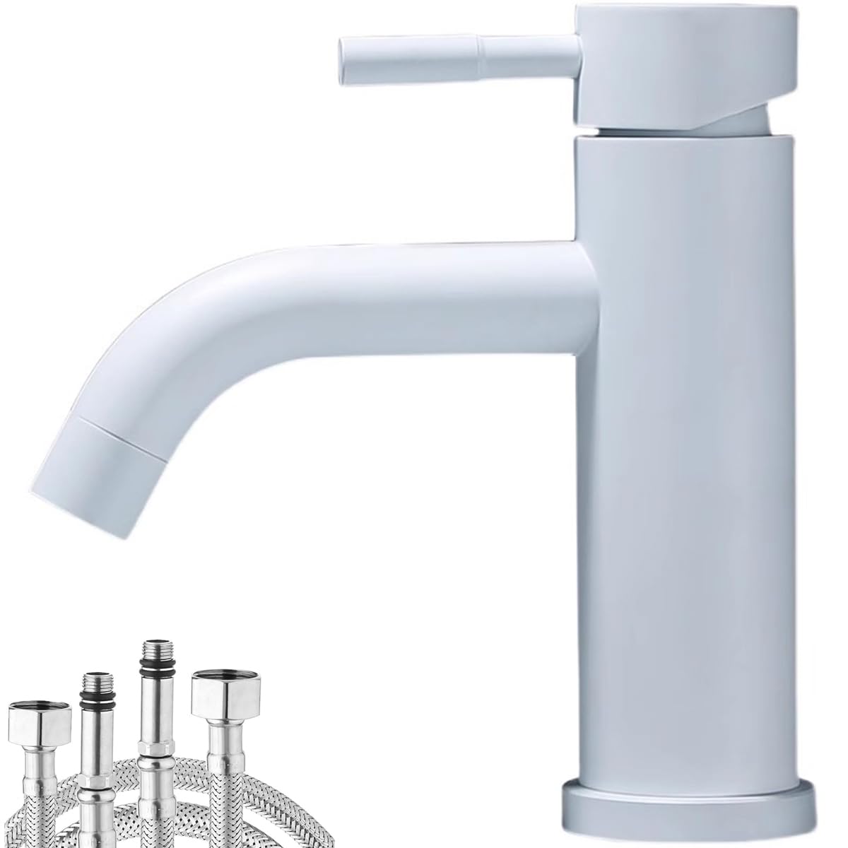 White Paint Stainless Steel Faucets Bathroom Mixer Tap Basin Sink Faucet