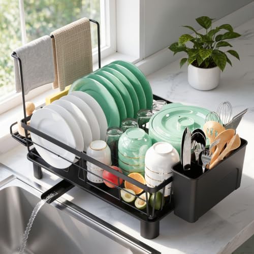ViviDreamore Abtropfgestell Geschirr mit Besteckhalter & Handtuchstange XL – Ansicht 1