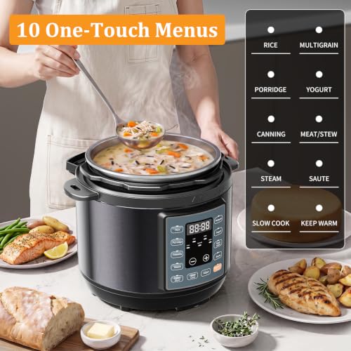 Image of NEWBULIG 10-In-1 Electric Pressure Cooker, 3 Quart Multi Cooker for Rice, Stew and Steam, Small Programmable Stainless Steel Pot with Slow Cook Function and Ceramic Inner Pot
