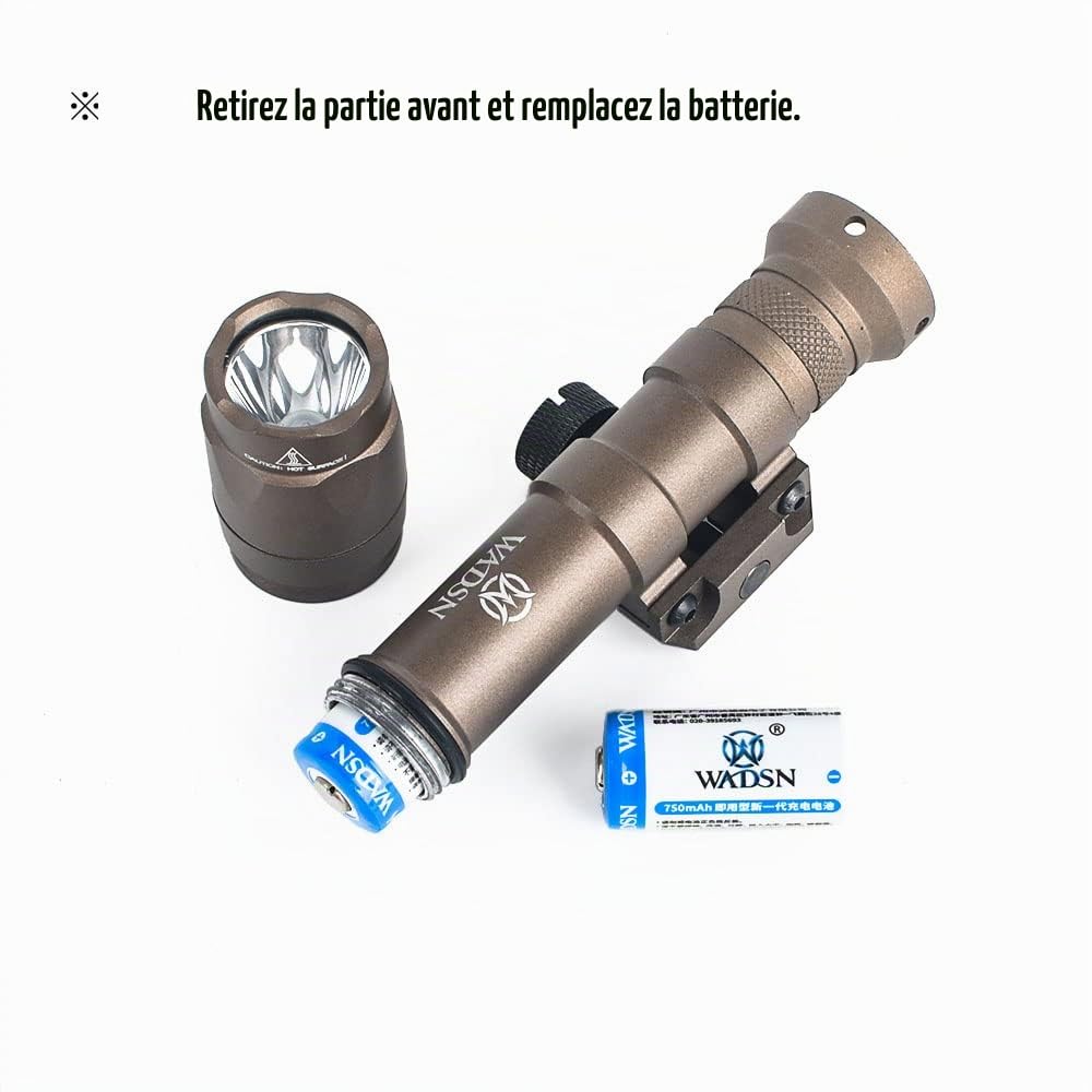 M600C Lampe Torche Tactique Avec Coussin de Pression et Interrupteur à Bouton de Queue Torche de 600 Lumens pour Système de Rail Picatinny 20mm (Bronzer)