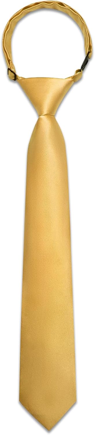 Boys Tie Solid Color Silk Satin Pre-tied Kids Necktie for Age 8-12 Adjustable Formal Wedding School Graduation