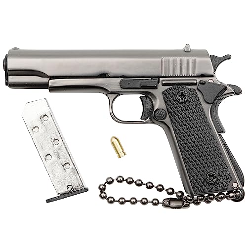 Zhongren 1911 Tactical Mini Pistola Keychain 1:3 Metal Gun Shape Keychain con parti mobili Realistico Gun Model Collection Pendant Bag Charm per gli uomini Army Fan Gift (gris)