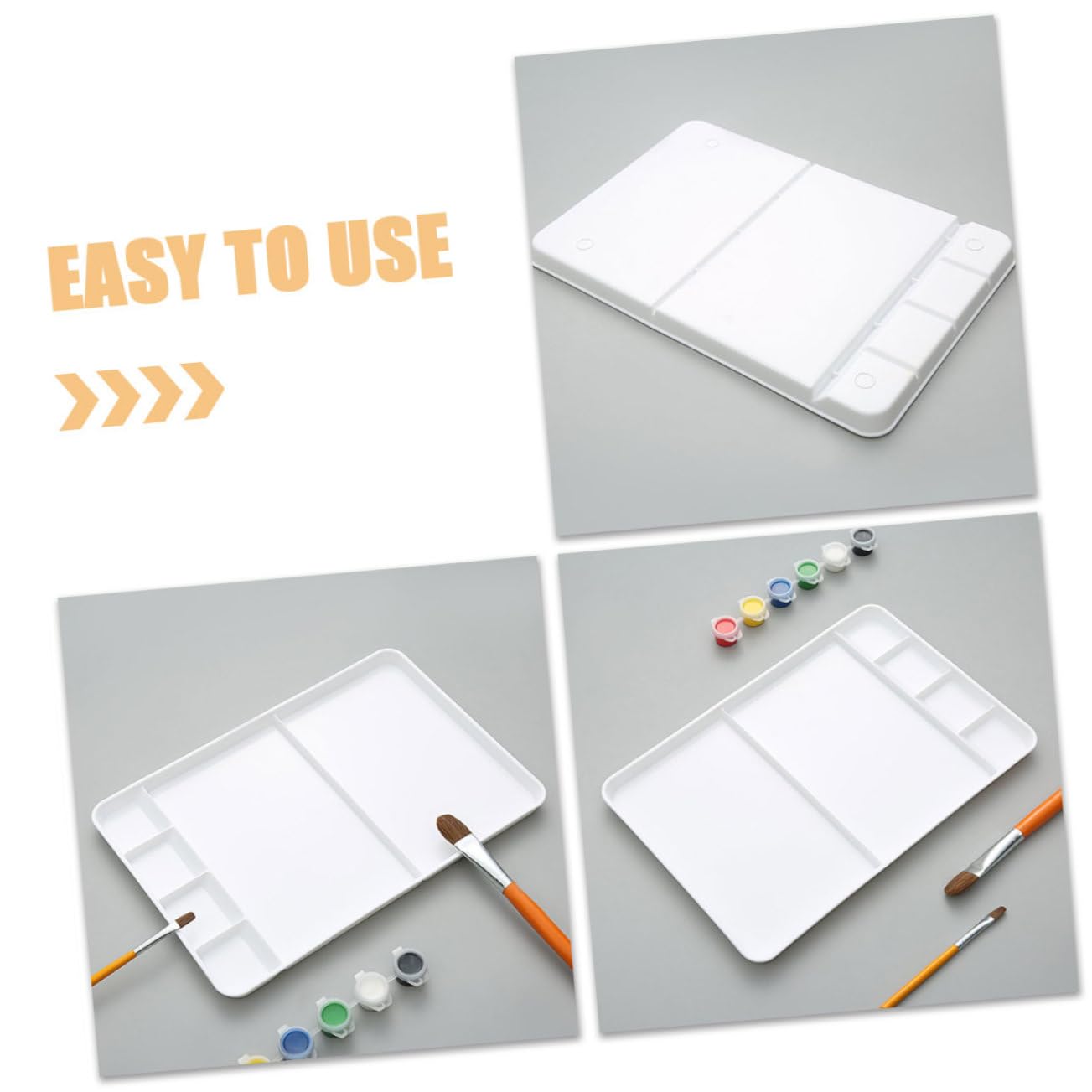 Palette Blanc Carrée Multi-Compartiments en PP de Peinture pour Artistes