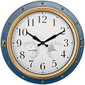LOMANDA Indoor/Outdoor Clock, 16 Inch Waterproof Wall Clock with Thermometer and Hygrometer, Retro Silent Non-Ticking Battery Operated Outdoor Clock for Home Decor, Patio