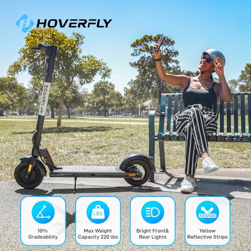 Image of HOVERFLY Electric Scooter for Adults, Max 10 /18 /25Miles&15.5 /20Mph Speed | 250 /500W Motor, 8.5 inch /10 inch Solid Tire, Big LCD Display with Cruise Control, Max Load 220lbs, Foldable Escooter for Commute