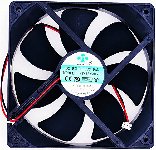 Lüfter für PY-1225H12S 12025 DC12V 0,35A 12cm 2-Draht bürstenloser Eismaschinenventilator 120 x 120 x 25mm 1 Jahr Garantie Cover
