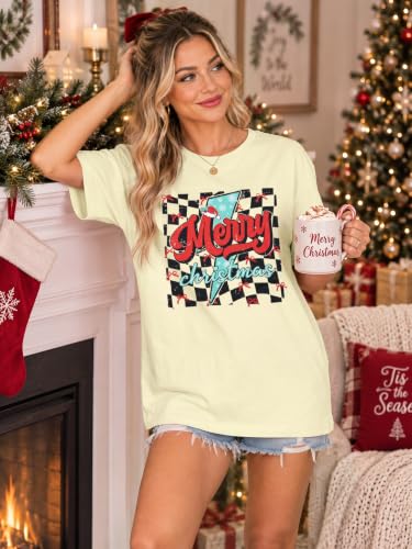 Merry Christmas Oversize Shirts for Women: HoHoHo Print Shirt Xmas Tree Top - image 3