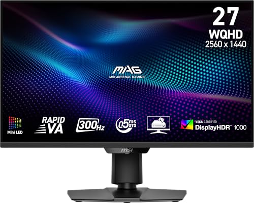 MSI MAG 274QPF X30MV 27-inch 2560 x 1440 (QHD) Gaming Monitor, 300Hz, Adaptive-Synch, HDMI, DisplayPort, VESA Mountable, Tilt, Height Adjustable, Speaker, 0.5ms, Black