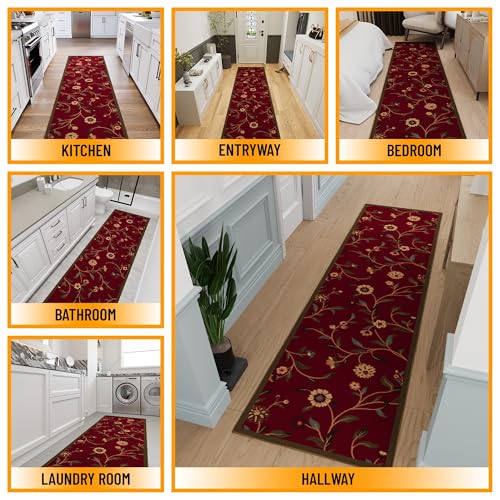Ottomanson Tapete corredor floral antideslizante 2'7" x 9'6" miniatura 3