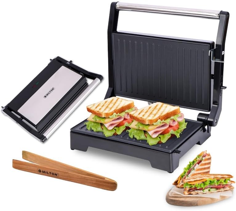 Sandwich Maker Steinborg 1200 Watt, 8 Angoli per Sandwich, Alloggiamento Cool-Touch, Rivestimento Antiaderente, Tostapane per Sandwich Makerx, Griglia Elettrica