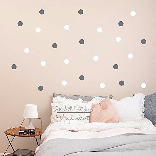 80 adhesivos de vinilo blancos de lunares 4.8 cm para pared miniatura 3