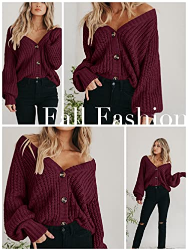 Image of PRETTYGARDEN Women's Chunky Knit Open Front Sweater Long Sleeve Button Loose Short Cardigan Outerwear Coats