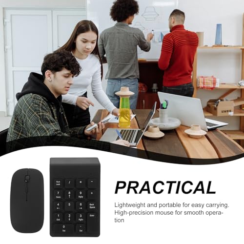 Teclado numérico inalámbrico portátil Angoily y ratón suave con material ABS resistente 4