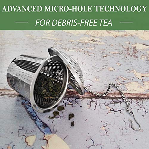 Chefast Tea Infuser Set (1+1 Pack) - Combo Kit of Single Cup and Large Infusers, Plus Metal Scoop with Clip - Reusable Stainless Steel Strainers and Steeper for Loose Leaf Teas