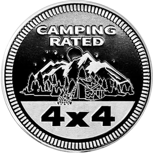 Image of Camping Badge Rated Car Emblem, 4 x 4 Metal Automotive Badge 3D Metal Car Badges Emblems Round Emblem Decals Car Badge Decals Stickers Compatible with Jeep Wrangler Vehicles Trucks SUV Emblems(ZS068)