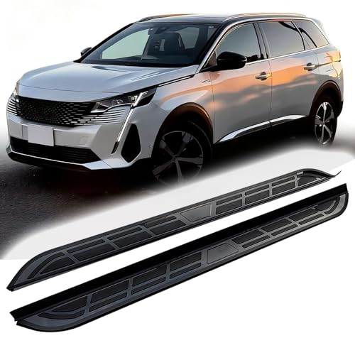 Lot de 2 pédales de marchepied latérales en Aluminium pour Peugeot 5008 2017-2022 Noir Série Cool (avec Supports)