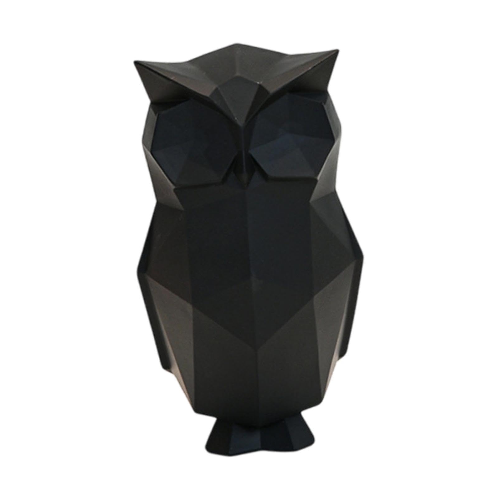 MagiDeal Figuras de búho Resumen Esculturas geométricas Portable de Trabajo de Resina Patio, Negro